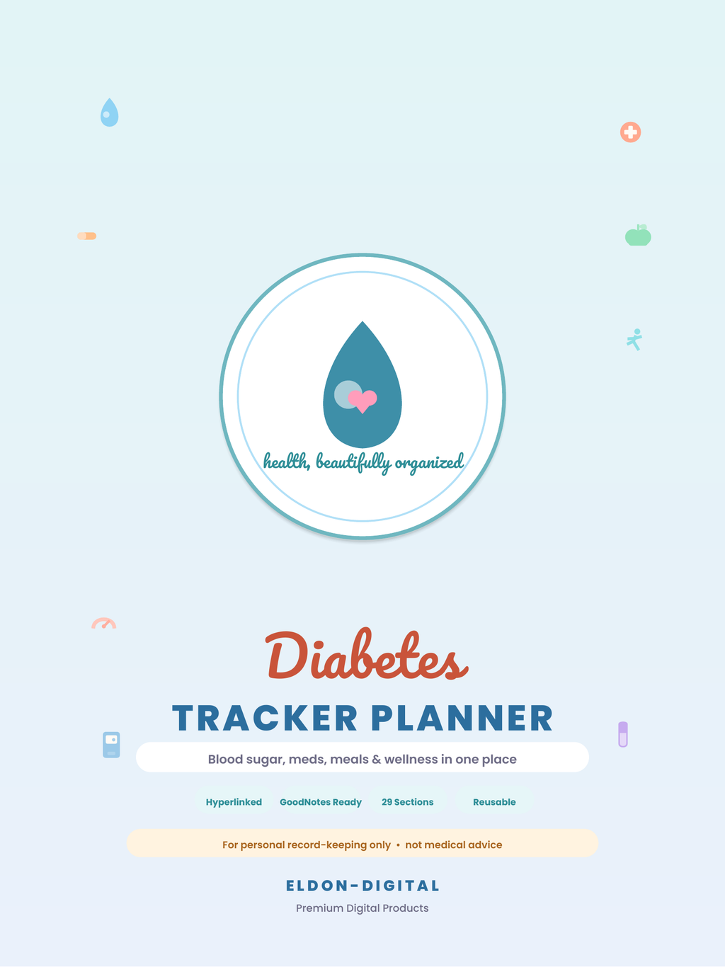 Diabetes Tracker Digital Planner GoodNotes iPad