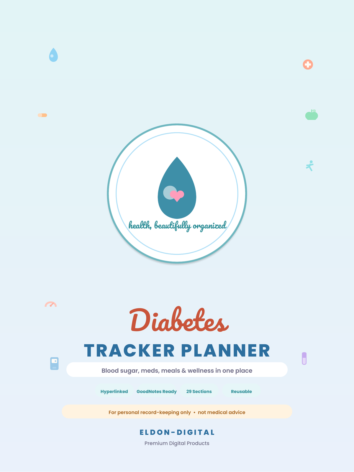 Diabetes Tracker Digital Planner GoodNotes iPad