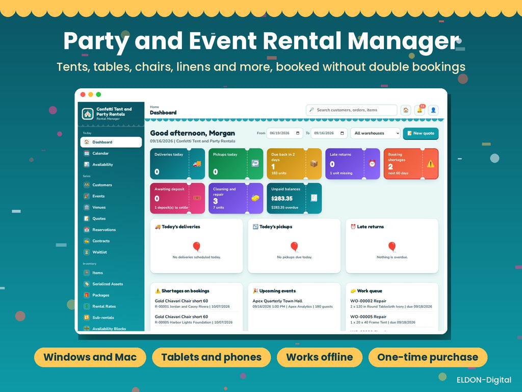 Party and Event Rental Manager