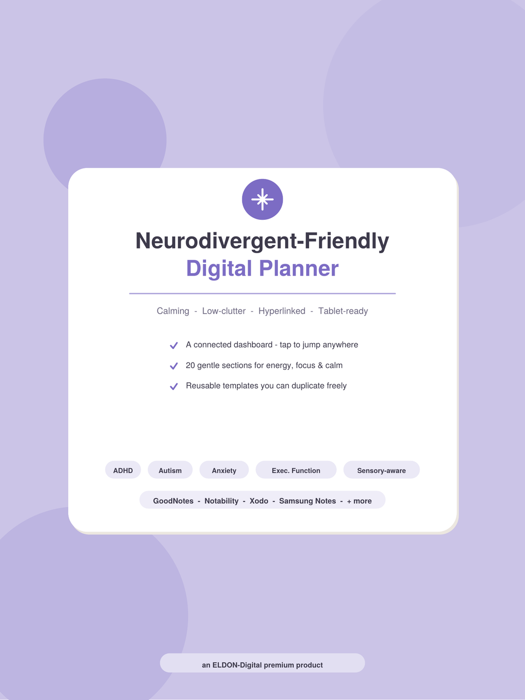 Neurodivergent Digital Planner for ADHD & Autism GoodNotes iPad