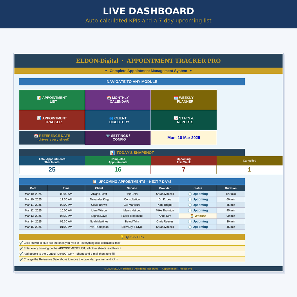 Appointment Tracker Excel Template