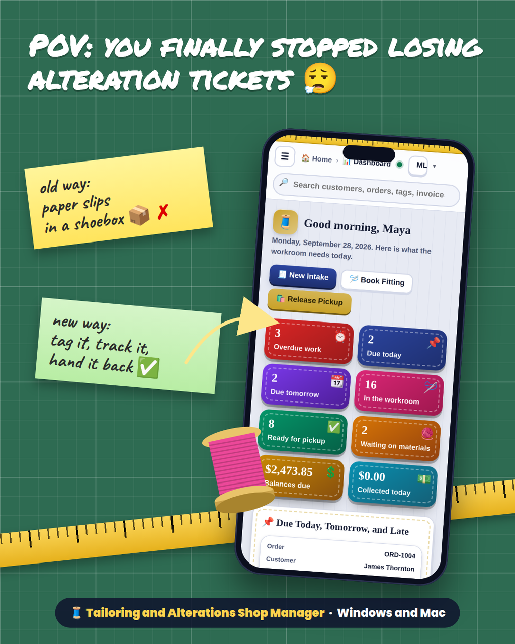 Tailoring and Alterations Shop Manager Software