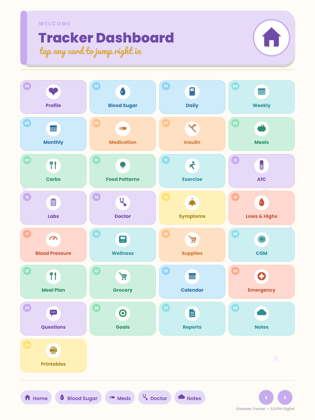 Diabetes Tracker Digital Planner GoodNotes iPad