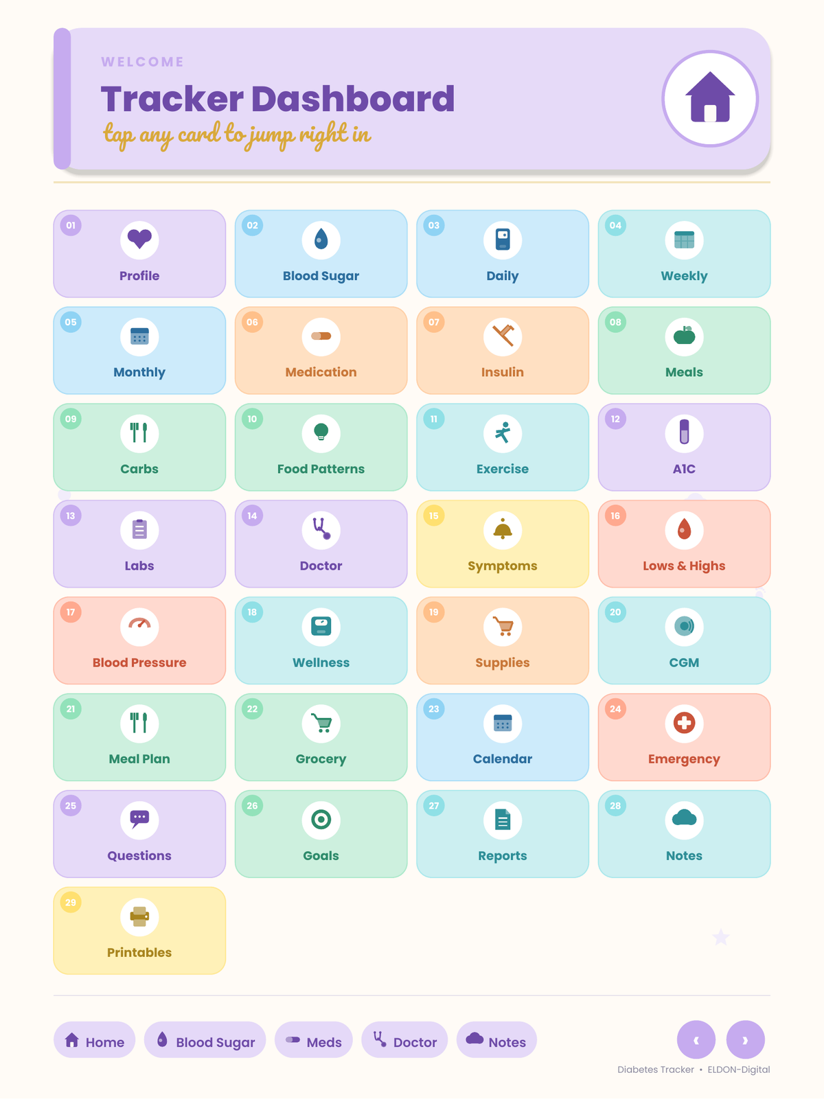 Diabetes Tracker Digital Planner GoodNotes iPad