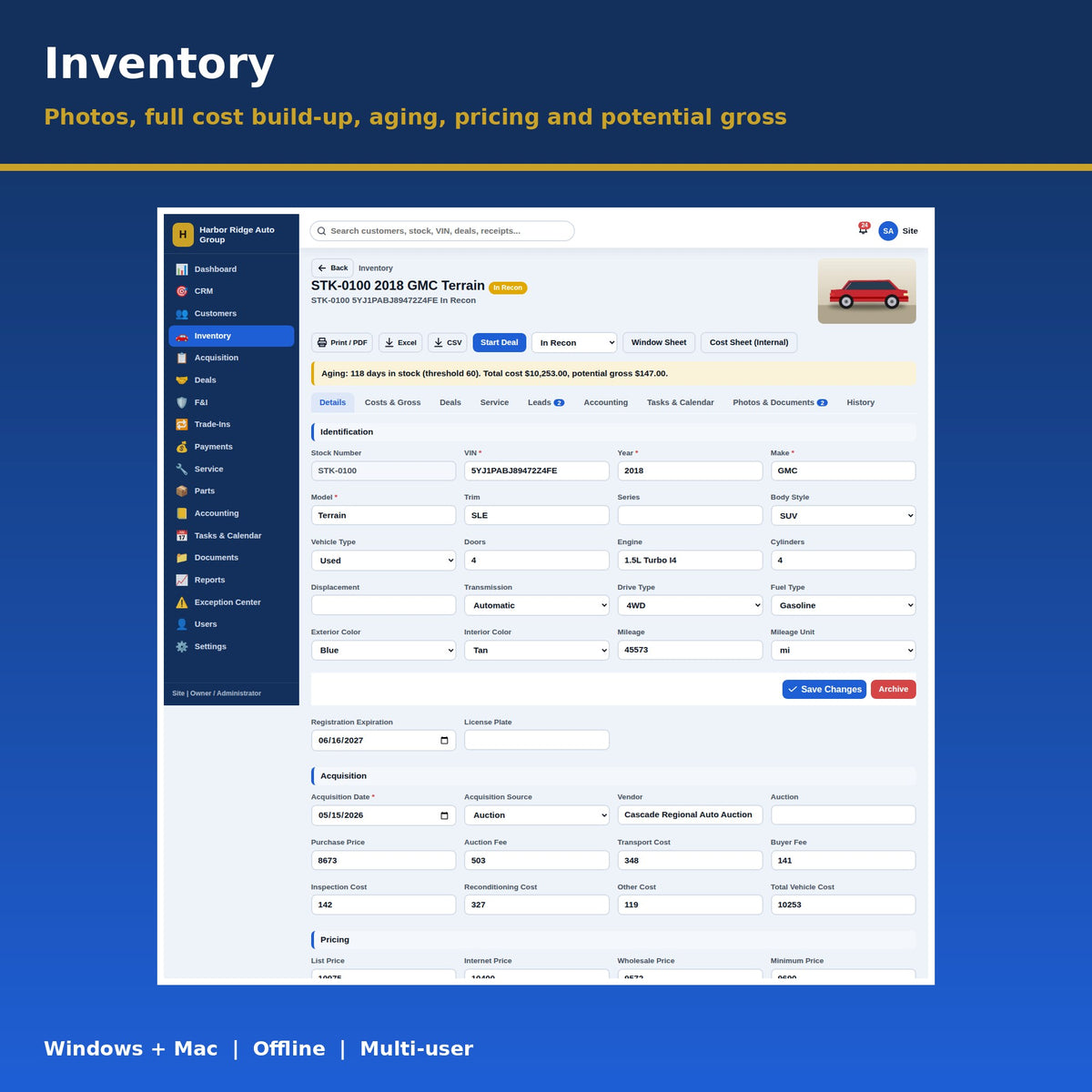 Multi-User Car Dealership Management Software