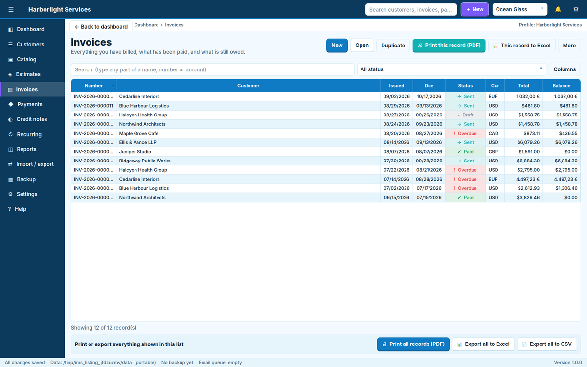 Invoice Manager System Software