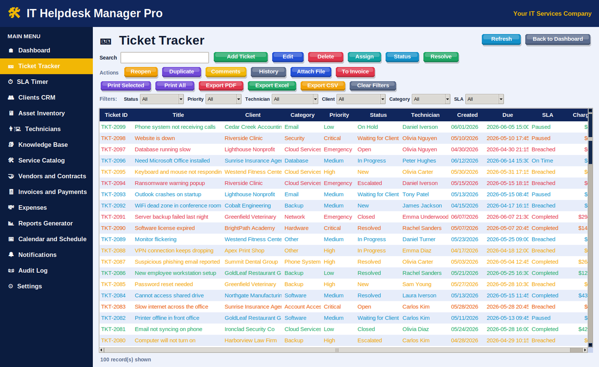 IT Helpdesk Manager Pro