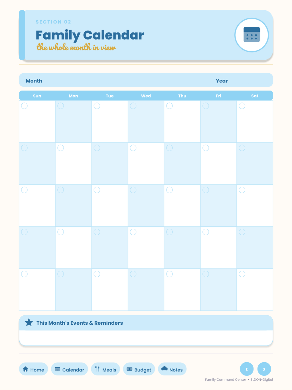 Family Command Center Planner GoodNotes iPad