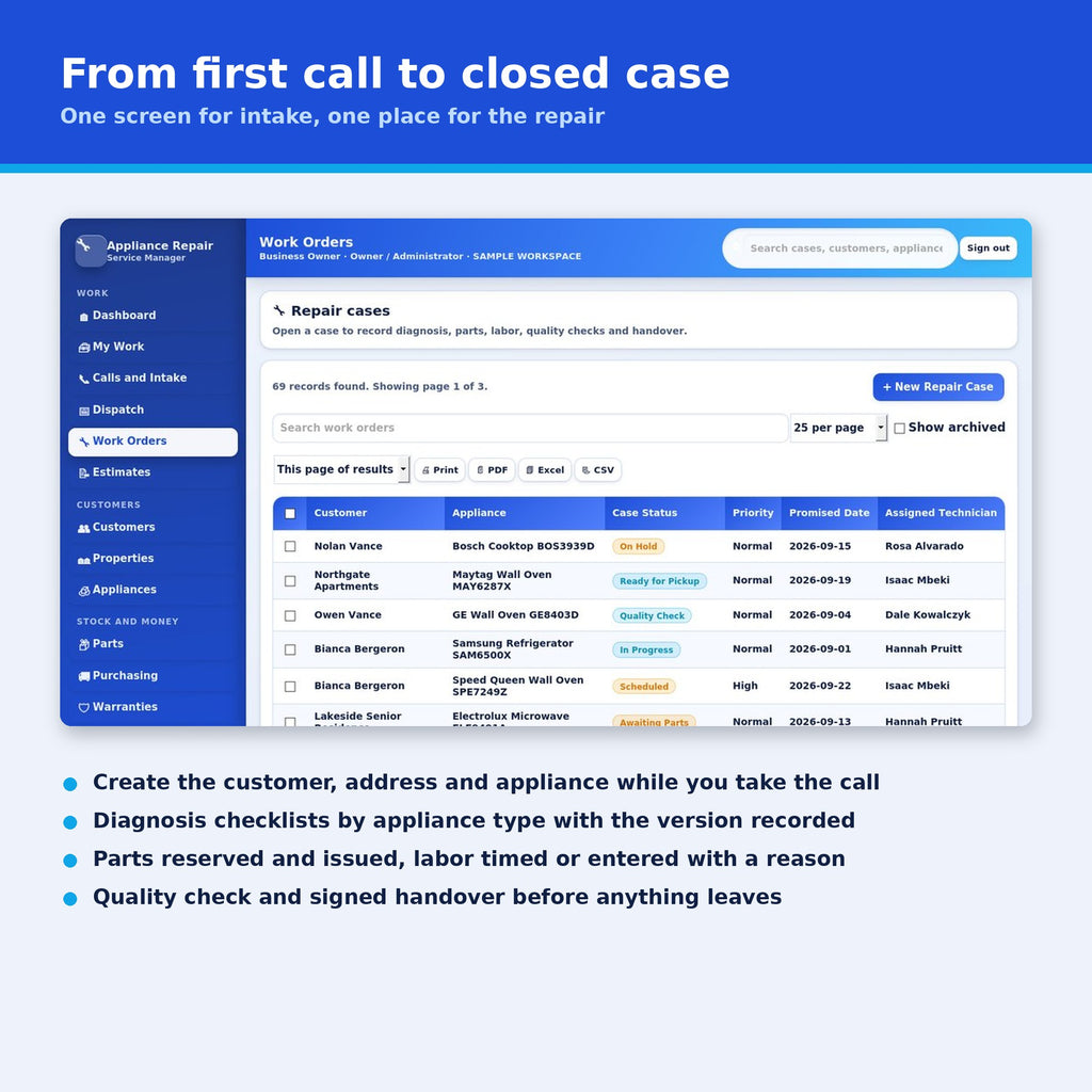 Appliance Repair Service Manager Software
