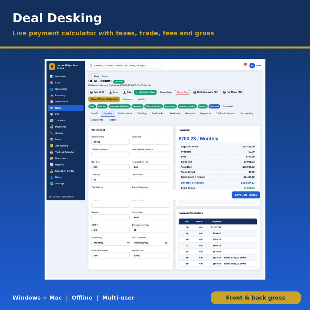 Multi-User Car Dealership Management Software