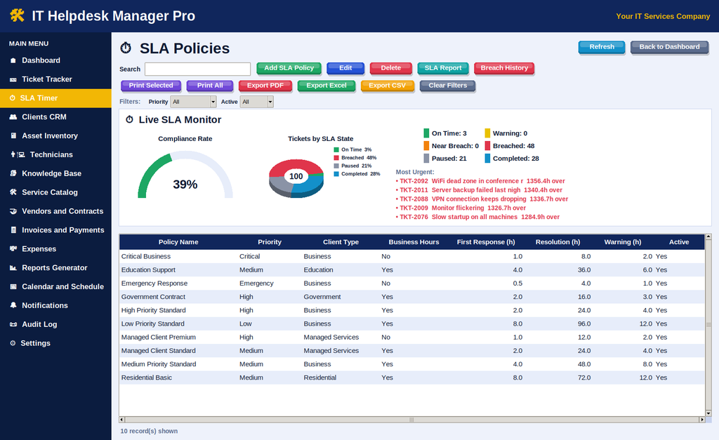 IT Helpdesk Manager Pro