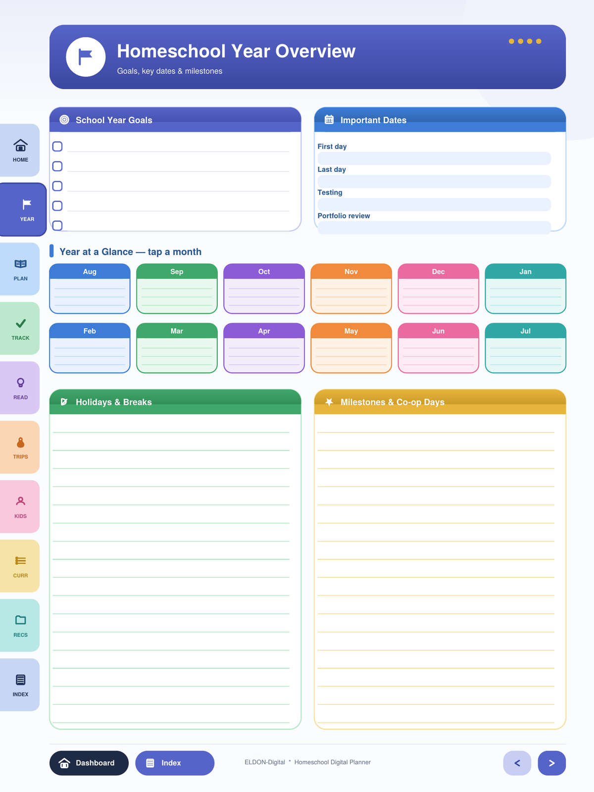 Homeschool Planner Digital Planner GoodNotes iPad
