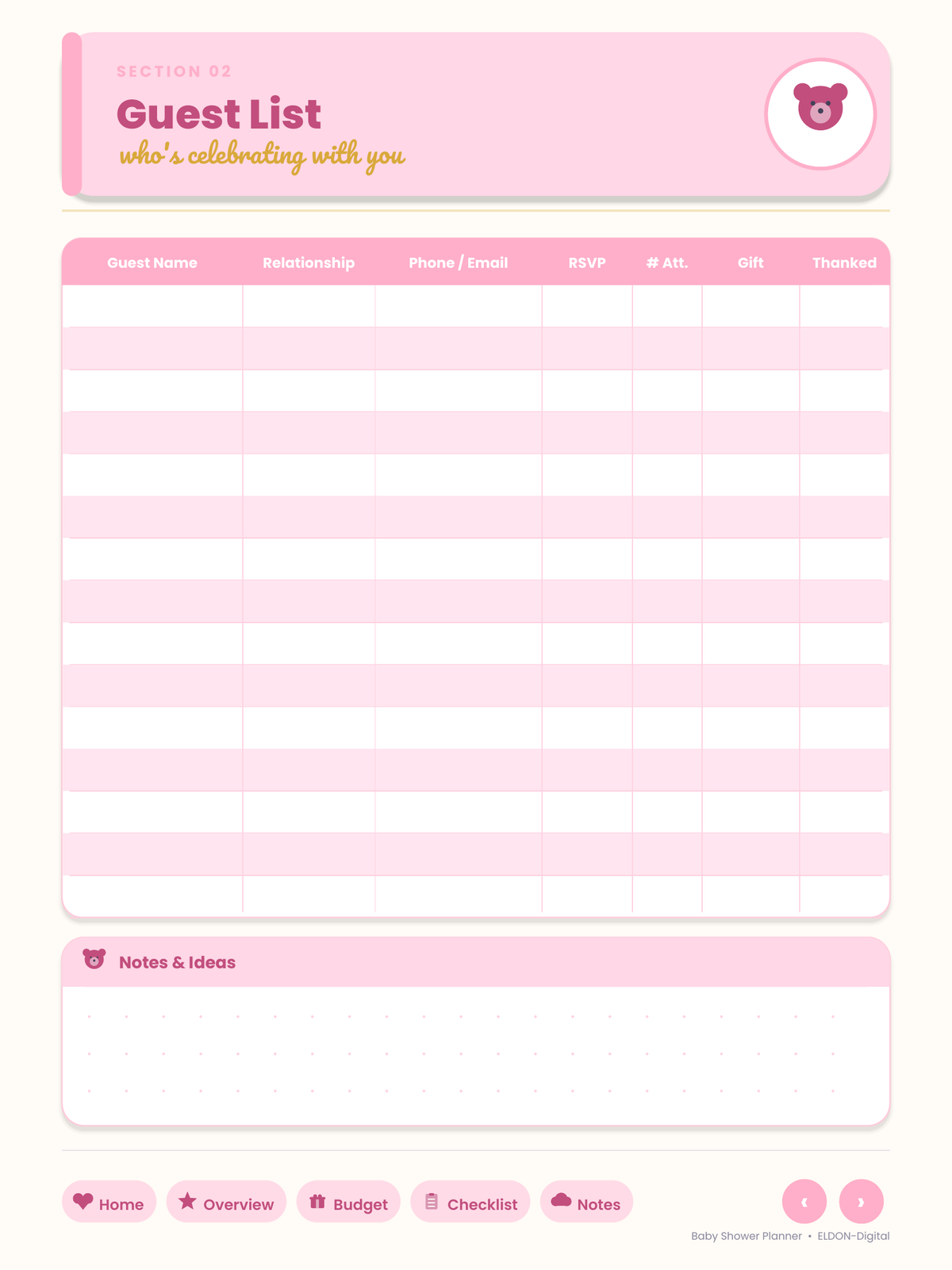 Baby Shower Planner GoodNotes