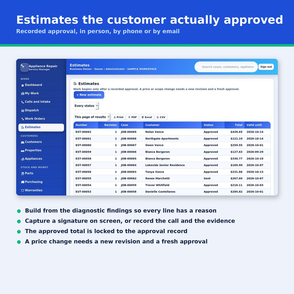 Appliance Repair Service Manager Software