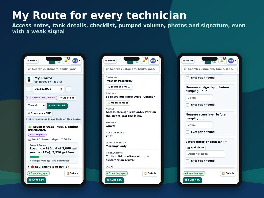 Multi-User Septic Pumping Software