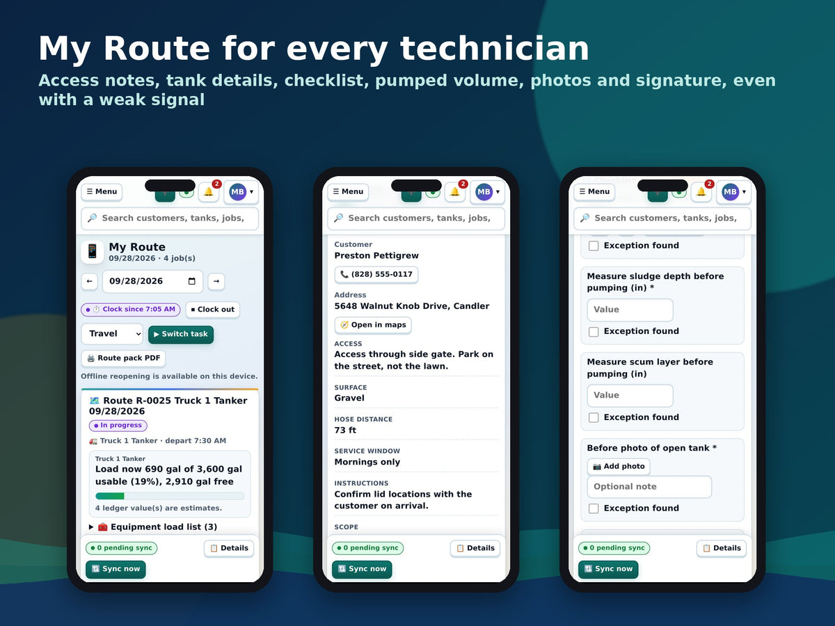 Multi-User Septic Pumping Software