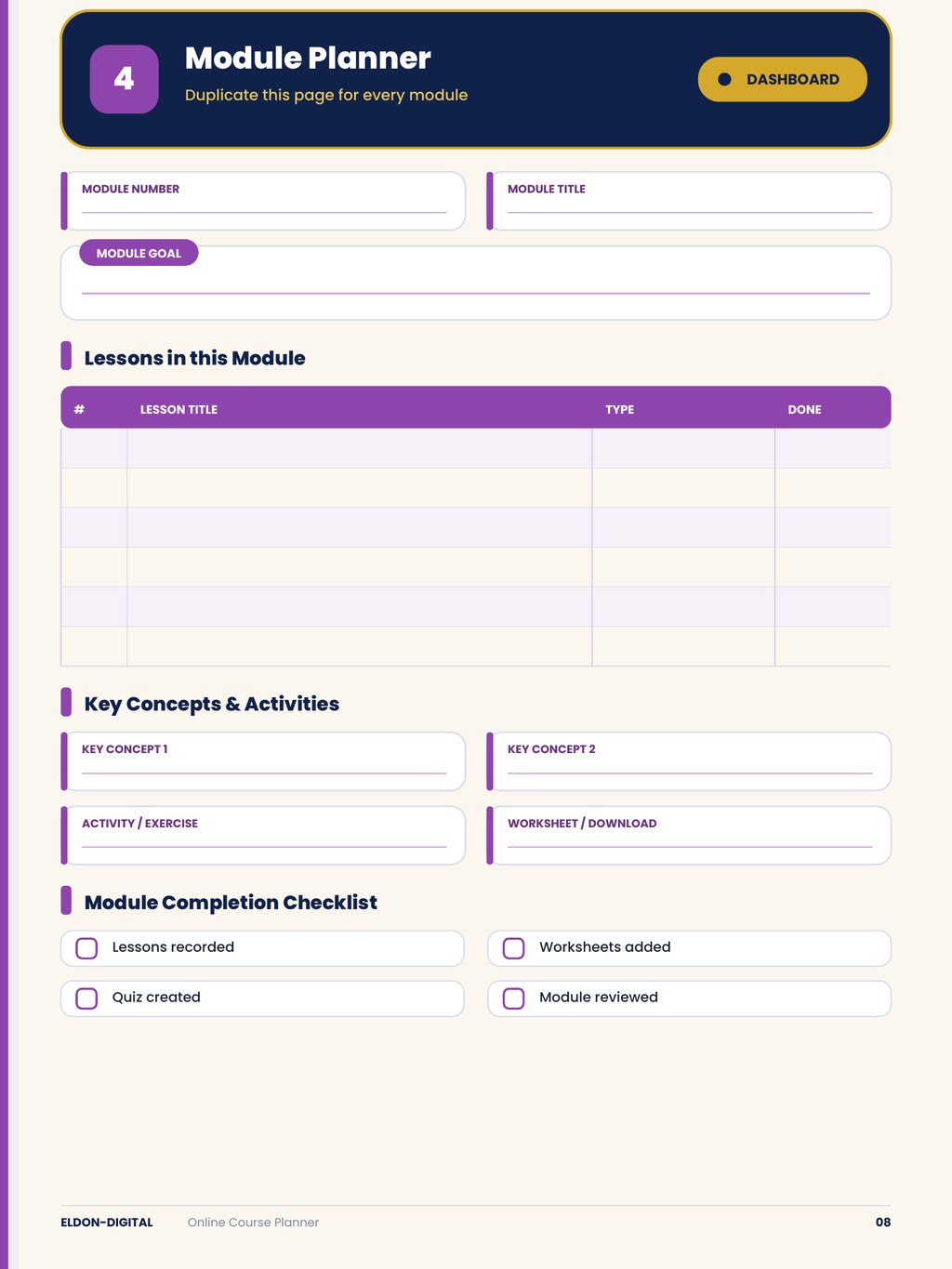 Online Course Planner Digital Planner GoodNotes iPad