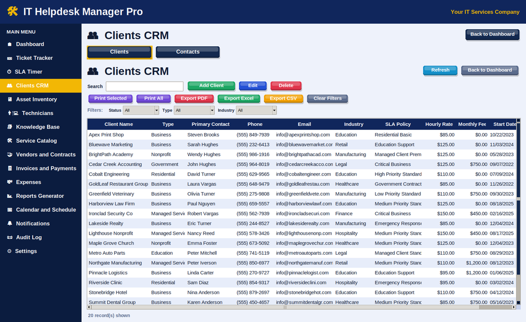 IT Helpdesk Manager Pro