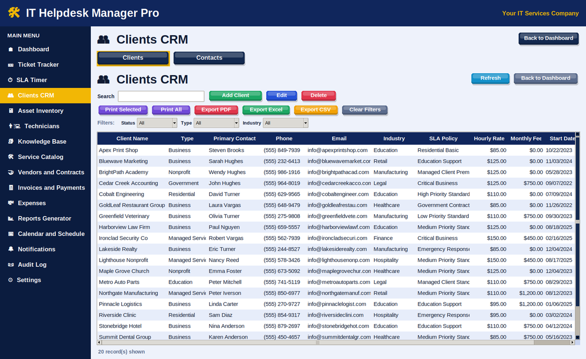 IT Helpdesk Manager Pro