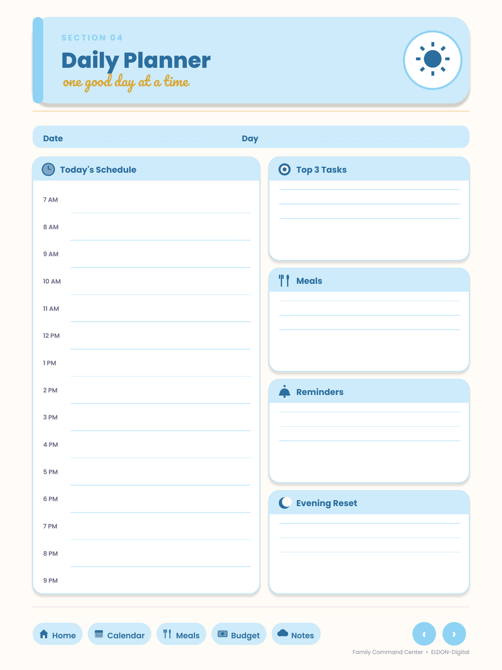 Family Command Center Planner GoodNotes iPad