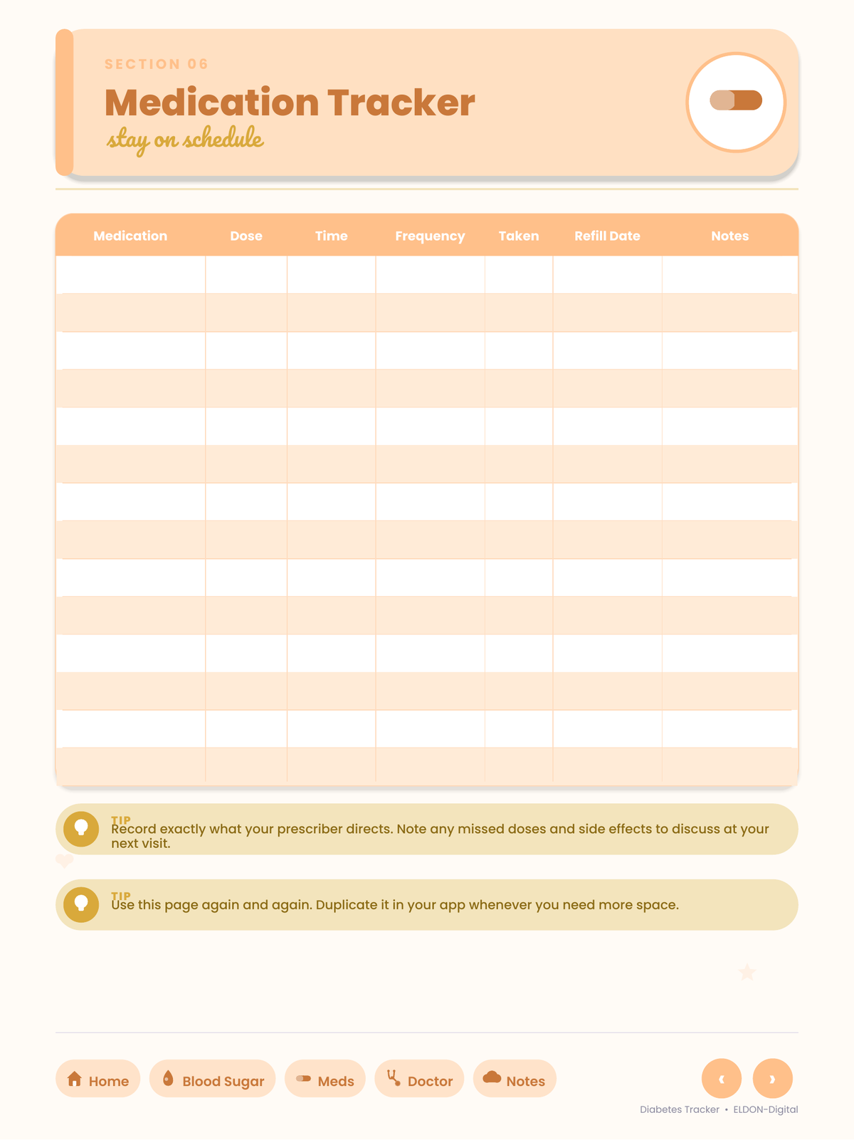Diabetes Tracker Digital Planner GoodNotes iPad