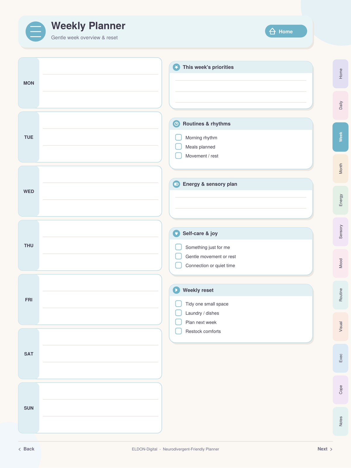 Neurodivergent Digital Planner for ADHD & Autism GoodNotes iPad