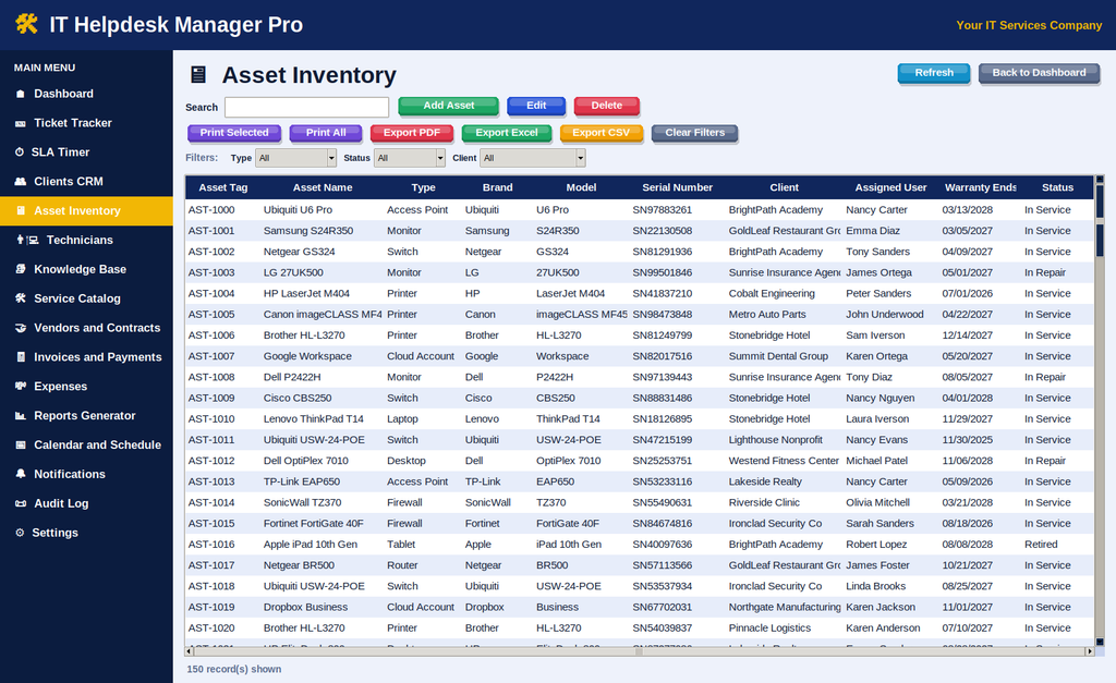 IT Helpdesk Manager Pro