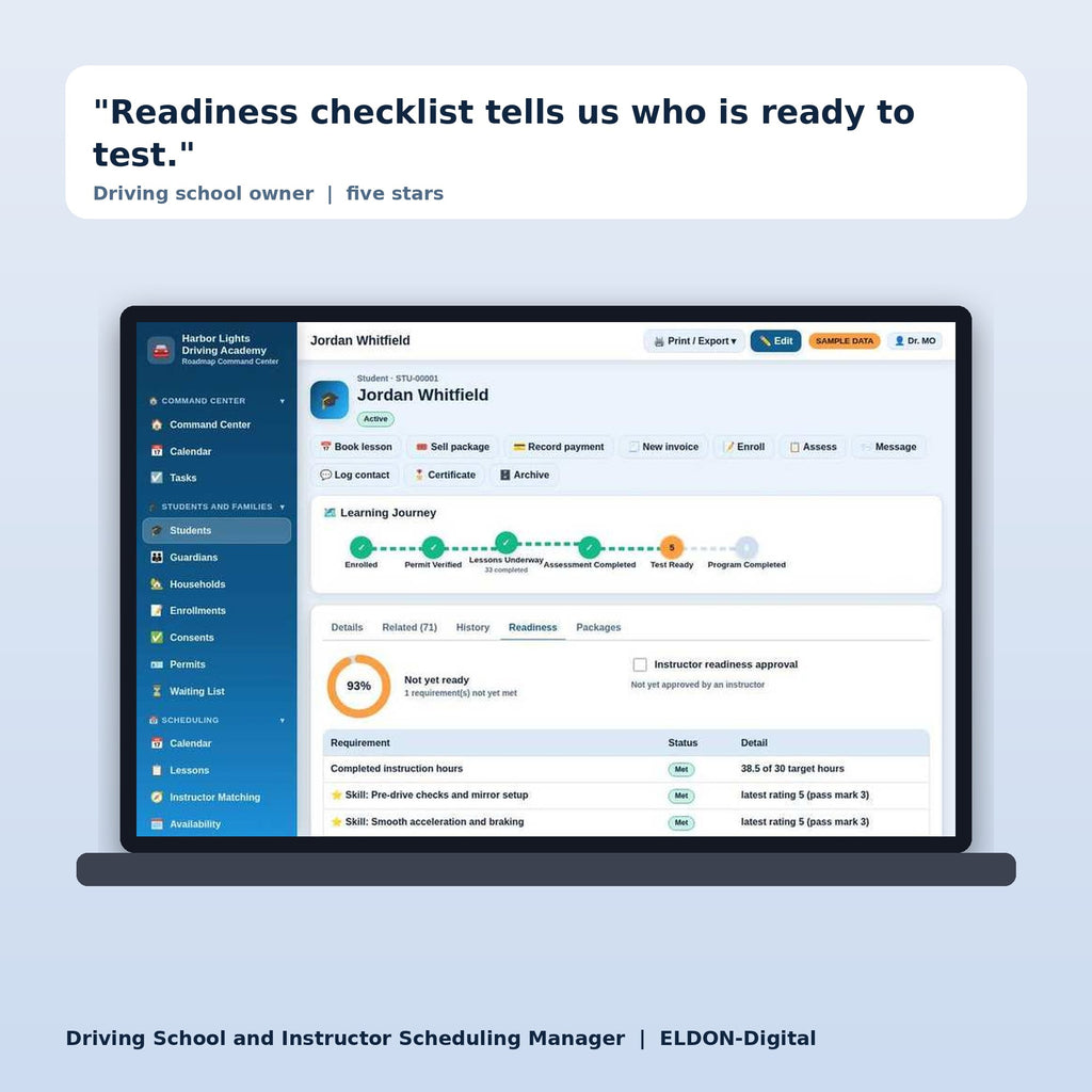 Driving School and Instructor Scheduling Manager Software