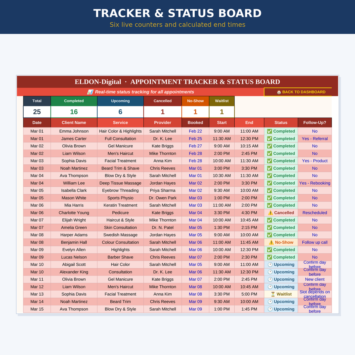 Appointment Tracker Excel Template