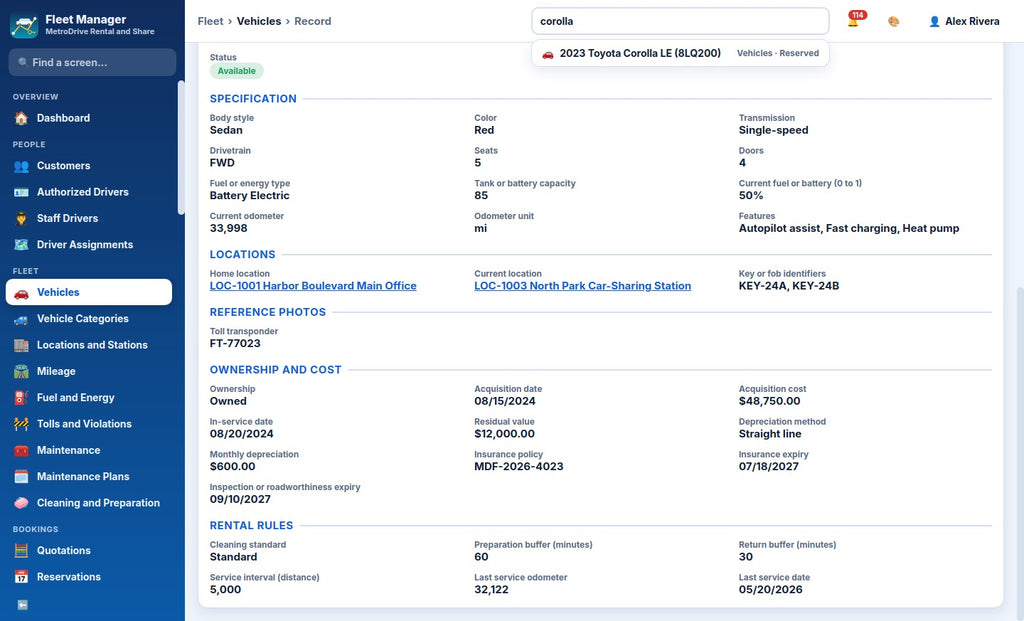 Car Rental and Car-Sharing Fleet Manager