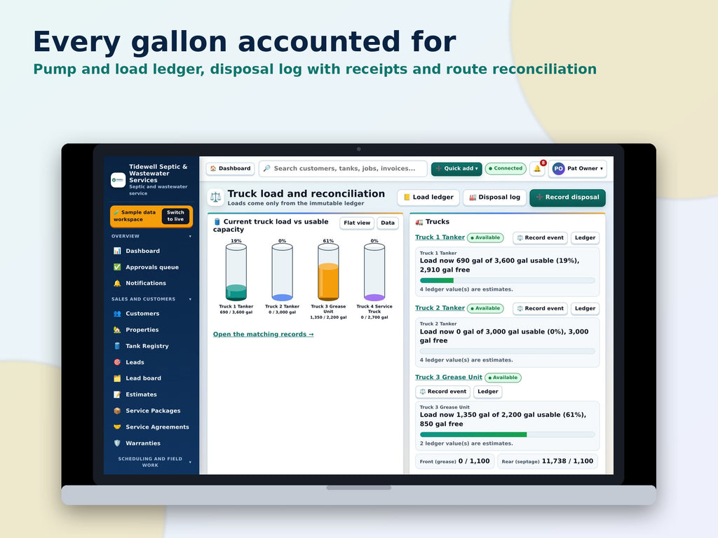 Multi-User Septic Pumping Software