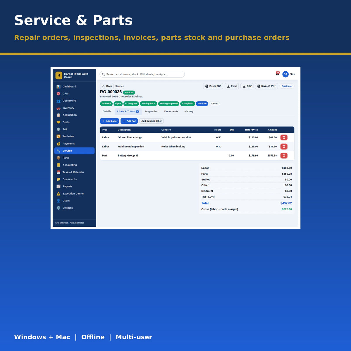 Multi-User Car Dealership Management Software