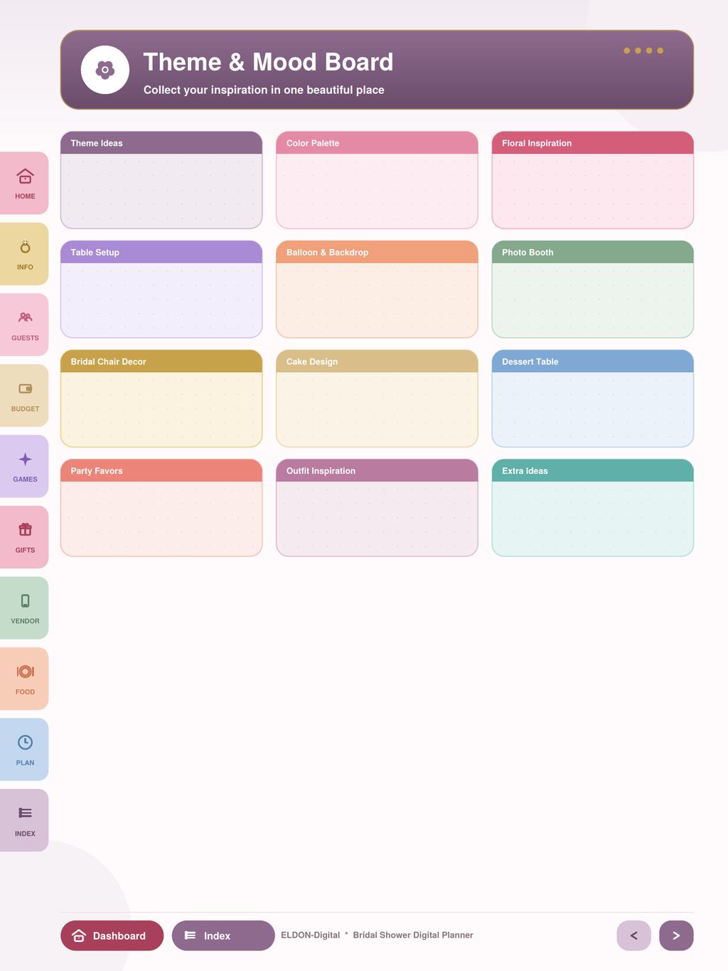 Bridal Shower Digital Planner GoodNotes iPad