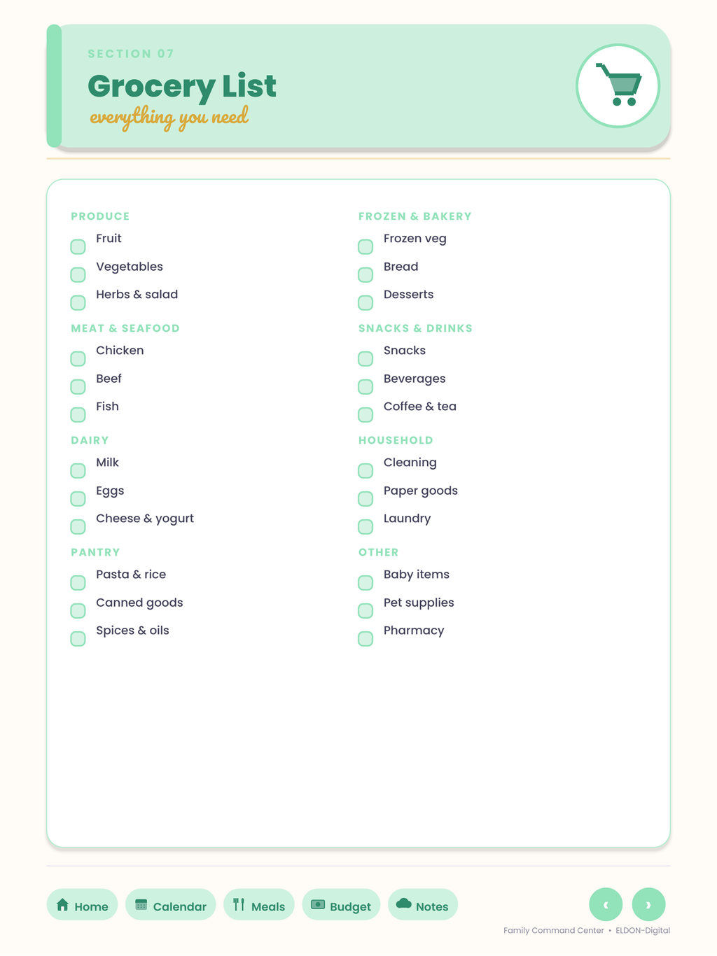 Family Command Center Planner GoodNotes iPad
