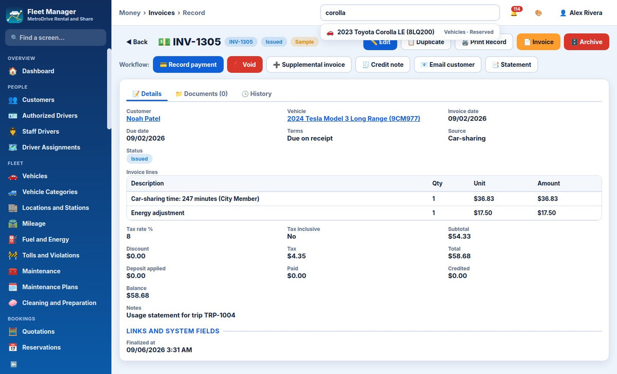 Car Rental and Car-Sharing Fleet Manager