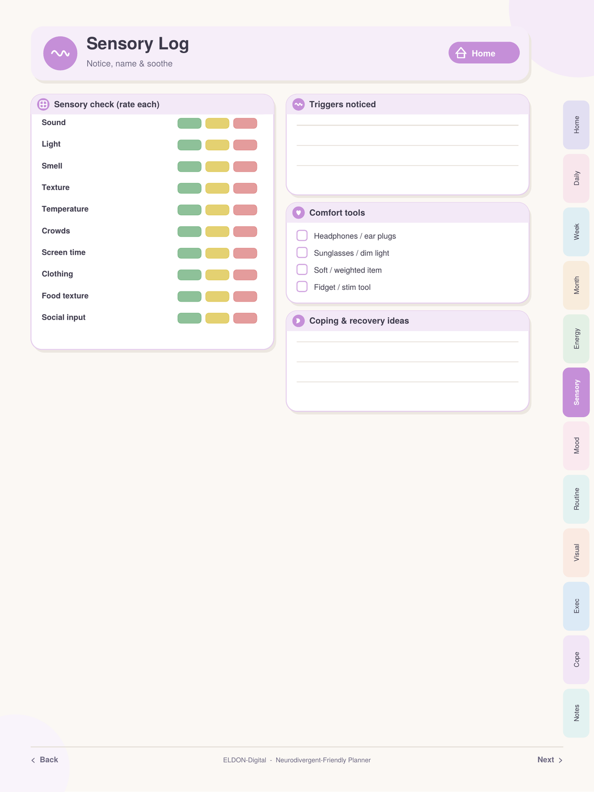 Neurodivergent Digital Planner for ADHD & Autism GoodNotes iPad