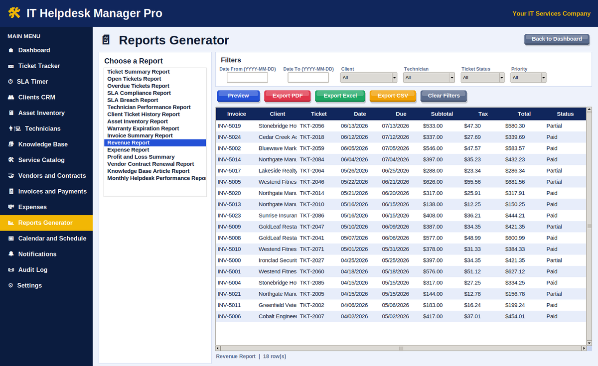 IT Helpdesk Manager Pro