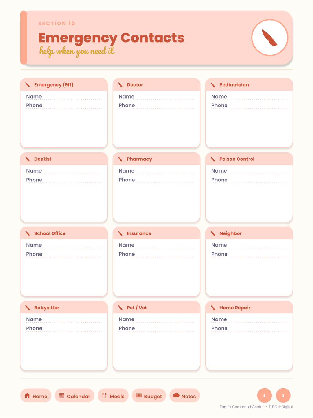 Family Command Center Planner GoodNotes iPad