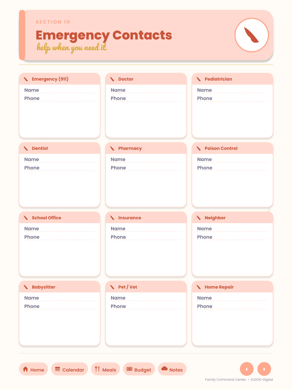 Family Command Center Planner GoodNotes iPad