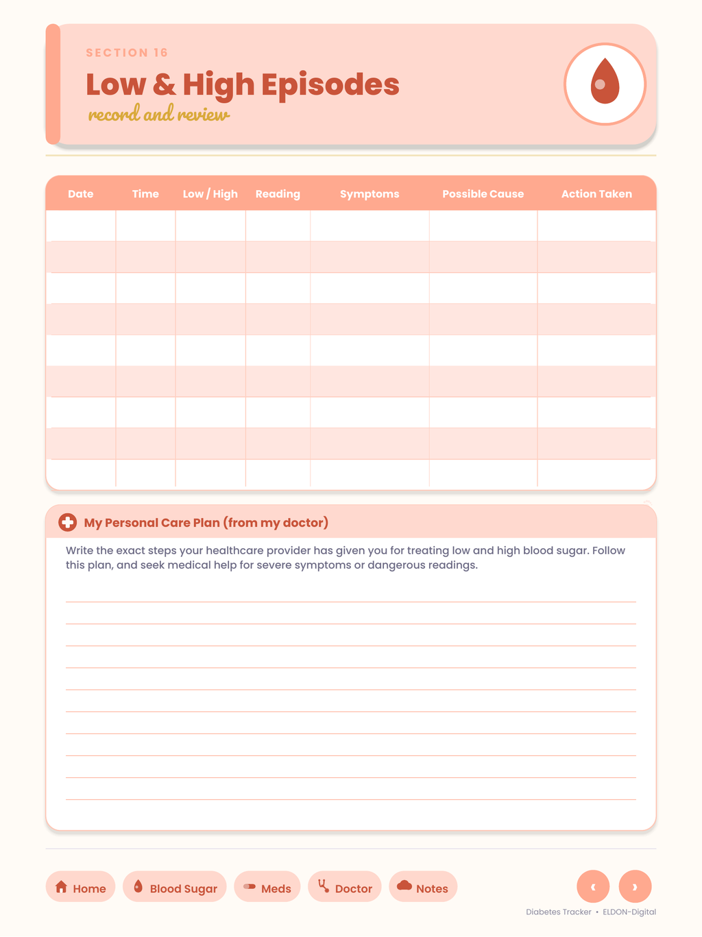 Diabetes Tracker Digital Planner GoodNotes iPad