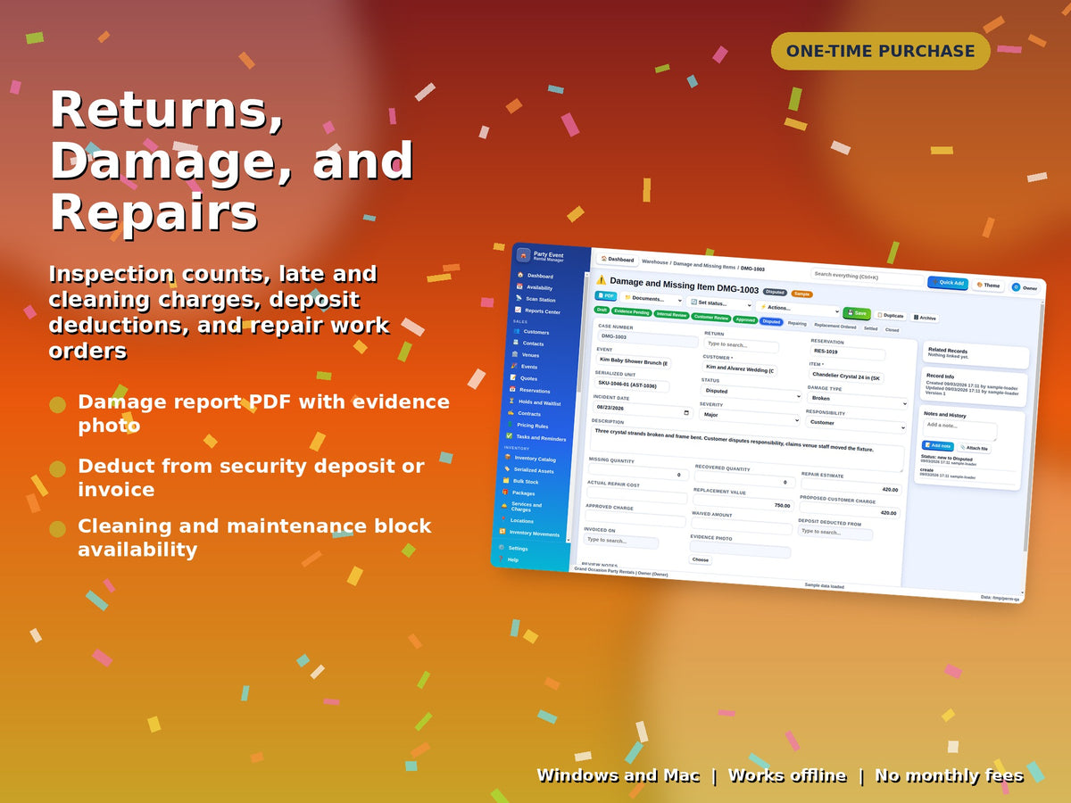 Party Event Rental Manager