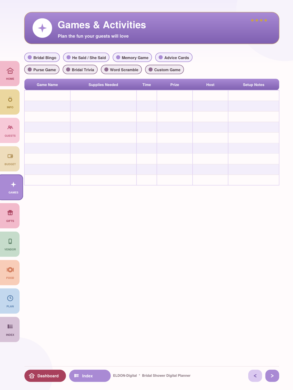 Bridal Shower Digital Planner GoodNotes iPad