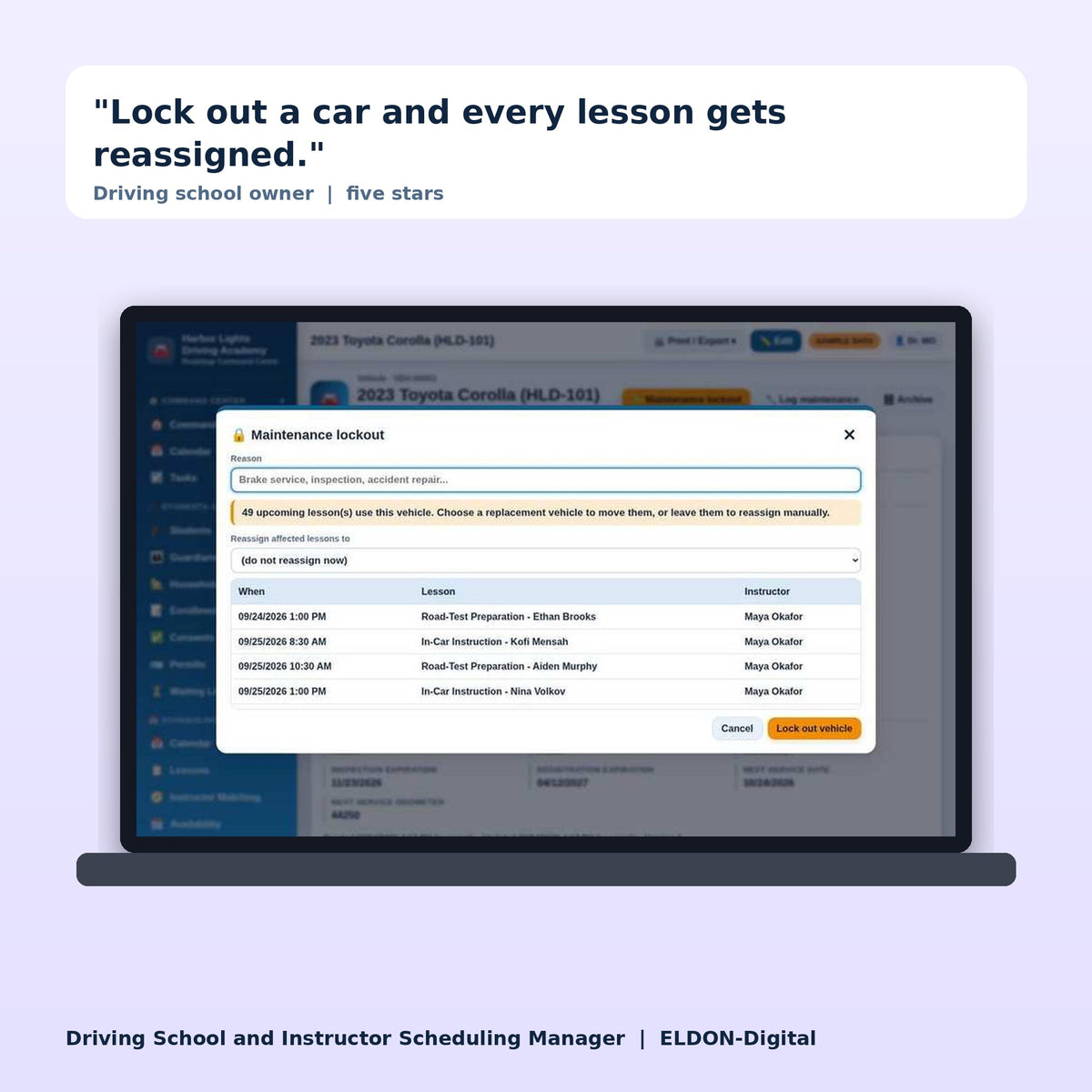 Driving School and Instructor Scheduling Manager Software