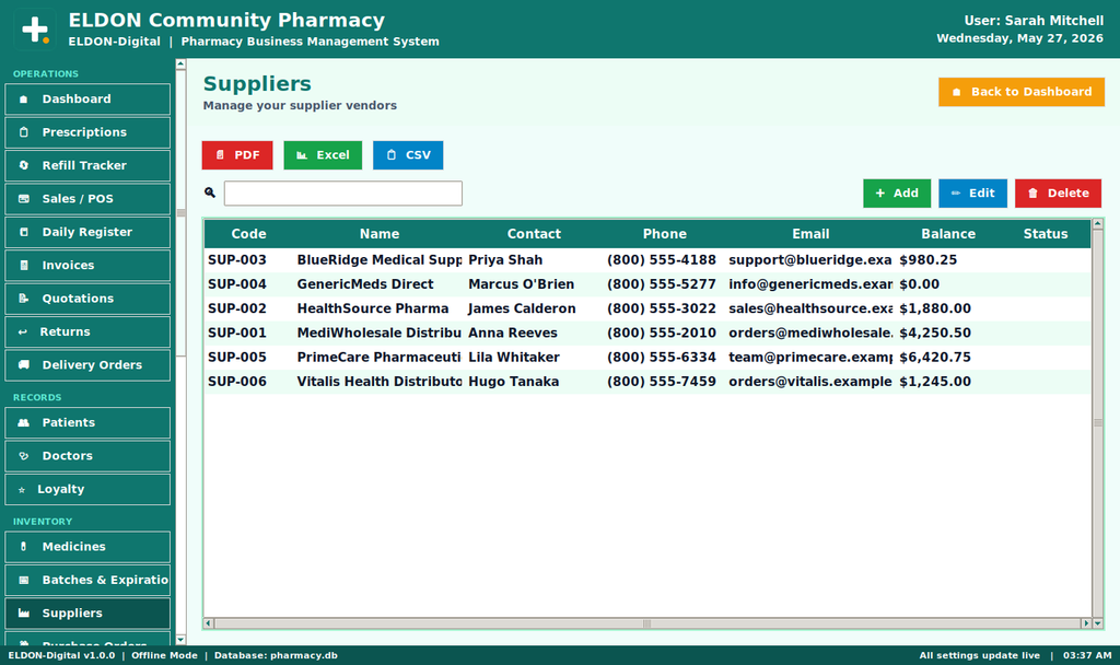 Pharmacy Business Management System