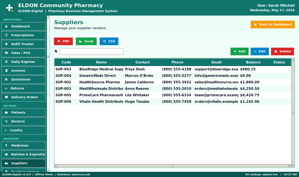 Pharmacy Business Management System