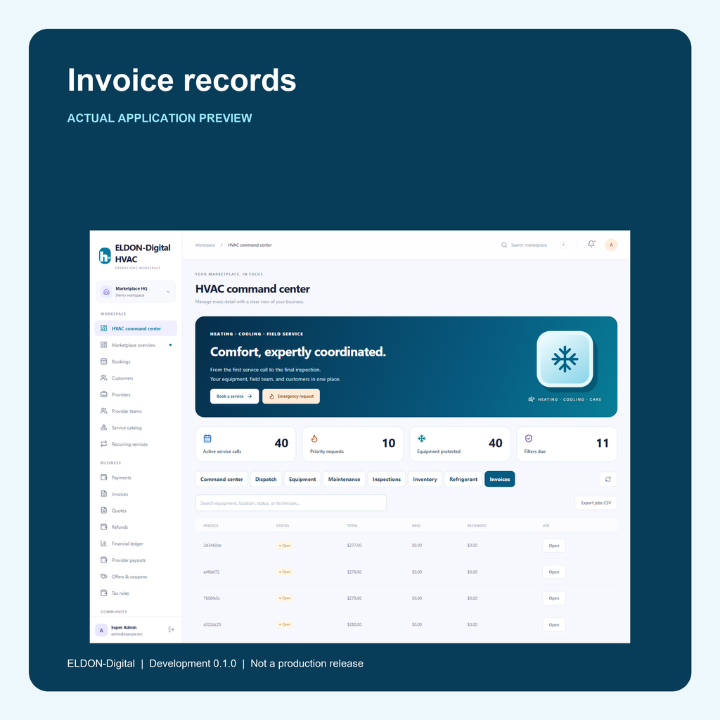 HVAC Booking App Development Kit