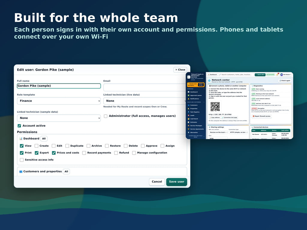 Multi-User Septic Pumping Software