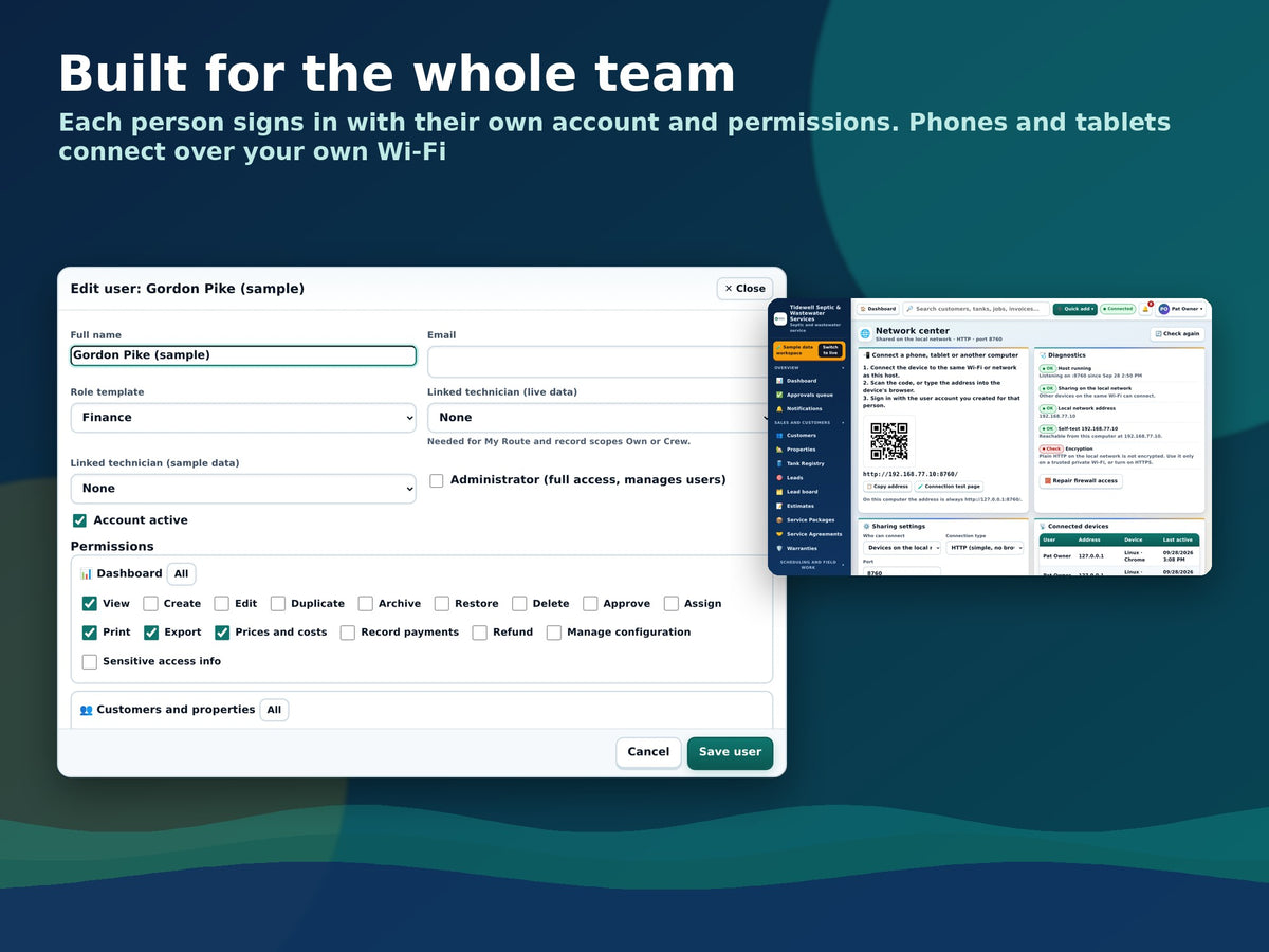 Multi-User Septic Pumping Software