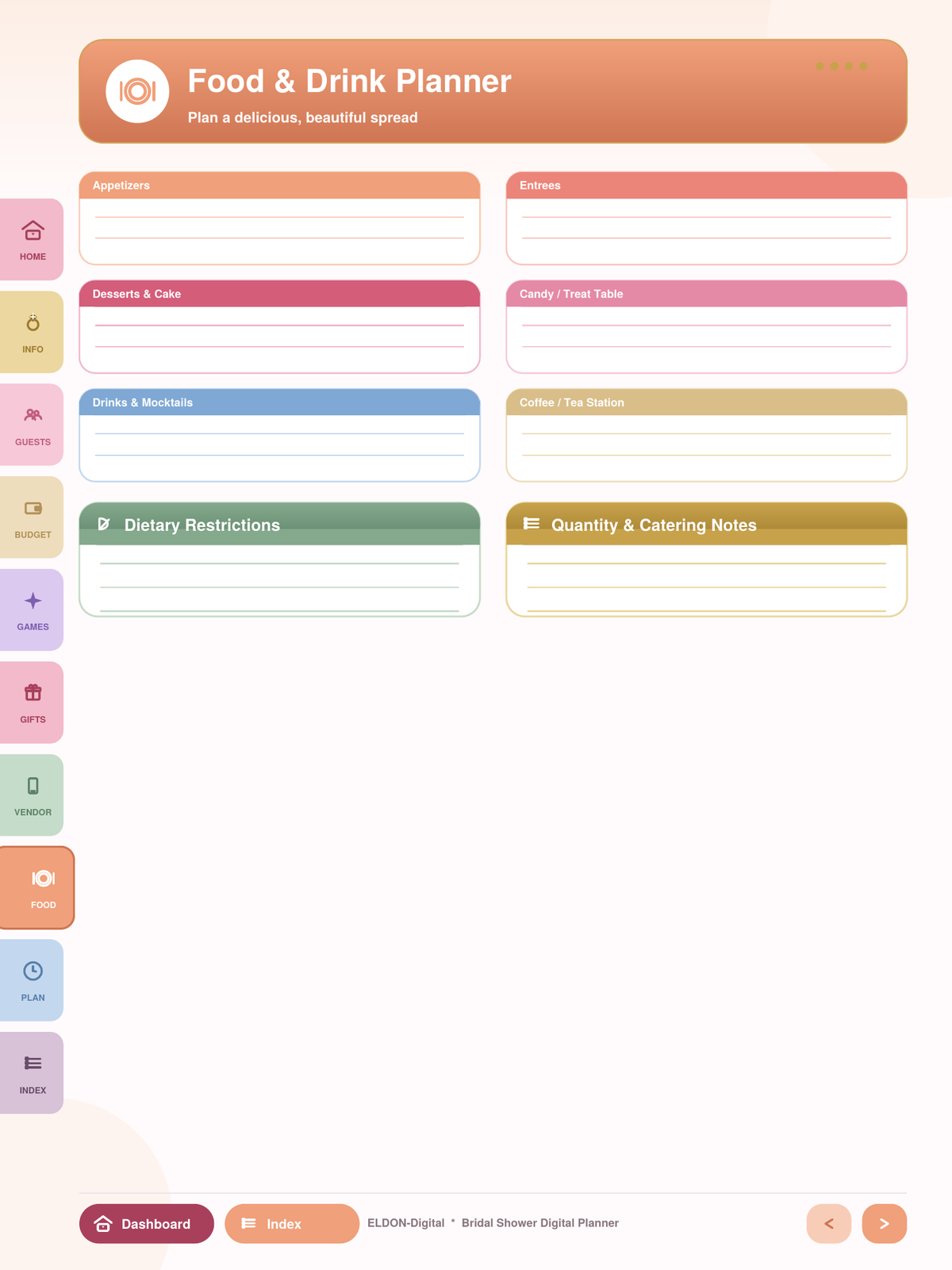 Bridal Shower Digital Planner GoodNotes iPad