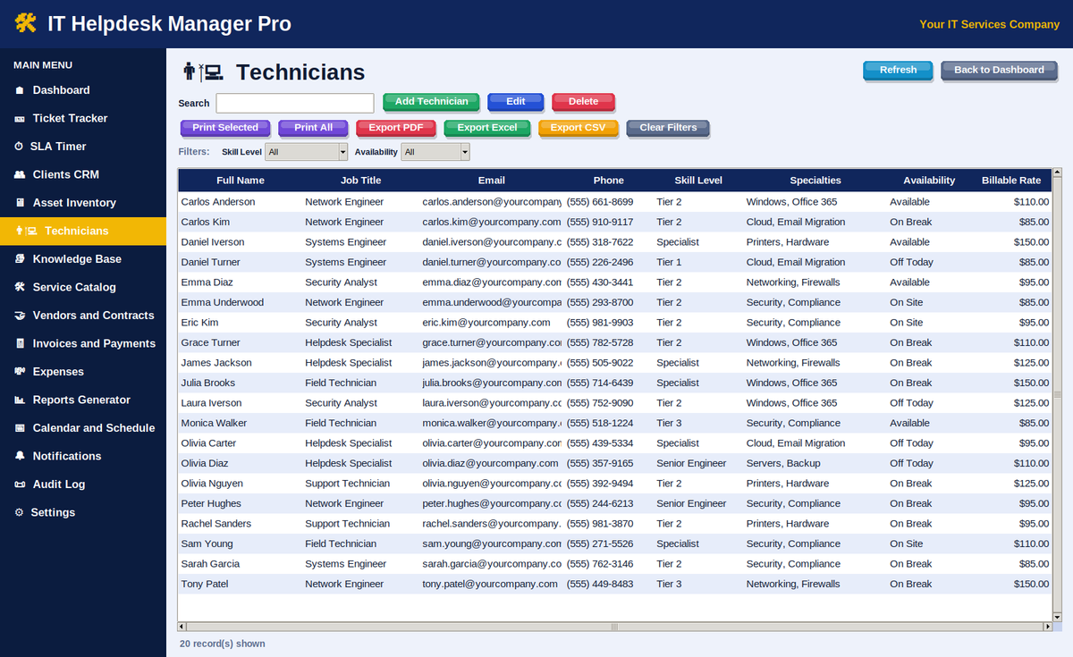 IT Helpdesk Manager Pro